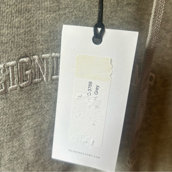 Reigning Champ Slim-Fit Logo Embroidered Pima Cotton Hoodie Heather Grey - Picture 10 of 10